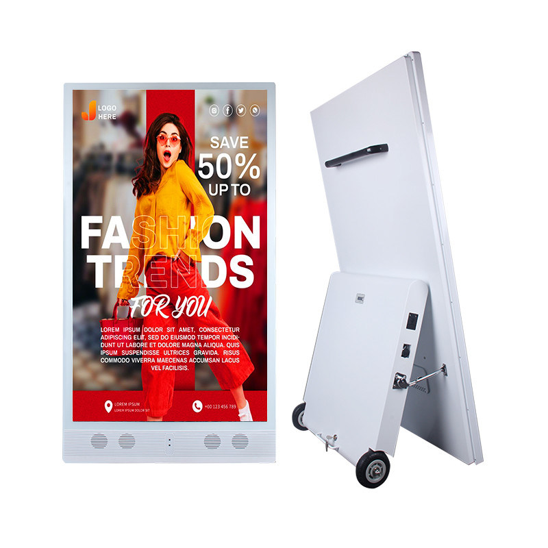 55 pulgadas de señalización digital exterior Batería portátil y pantallas LCD de publicidad para campañas publicitarias al aire libre